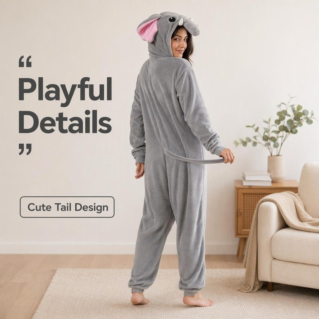 Snug Fit Unisex Adult Onesie Pajamas, Flannel Cosplay Animal One Piece Halloween Costume Sleepwear Homewear
