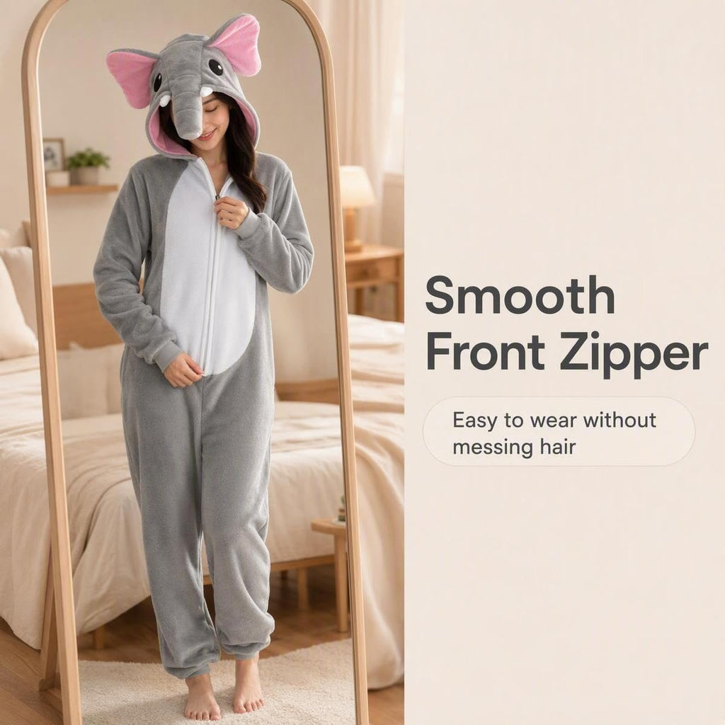 Snug Fit Unisex Adult Onesie Pajamas, Flannel Cosplay Animal One Piece Halloween Costume Sleepwear Homewear