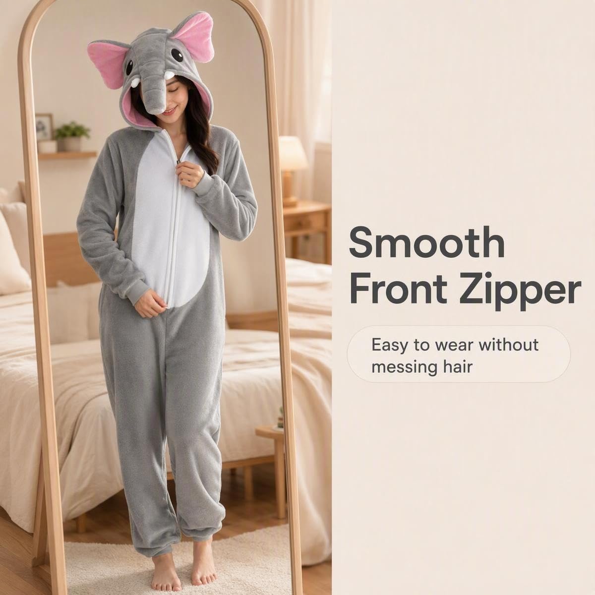 Snug Fit Unisex Adult Onesie Pajamas, Flannel Cosplay Animal One Piece Halloween Costume Sleepwear Homewear