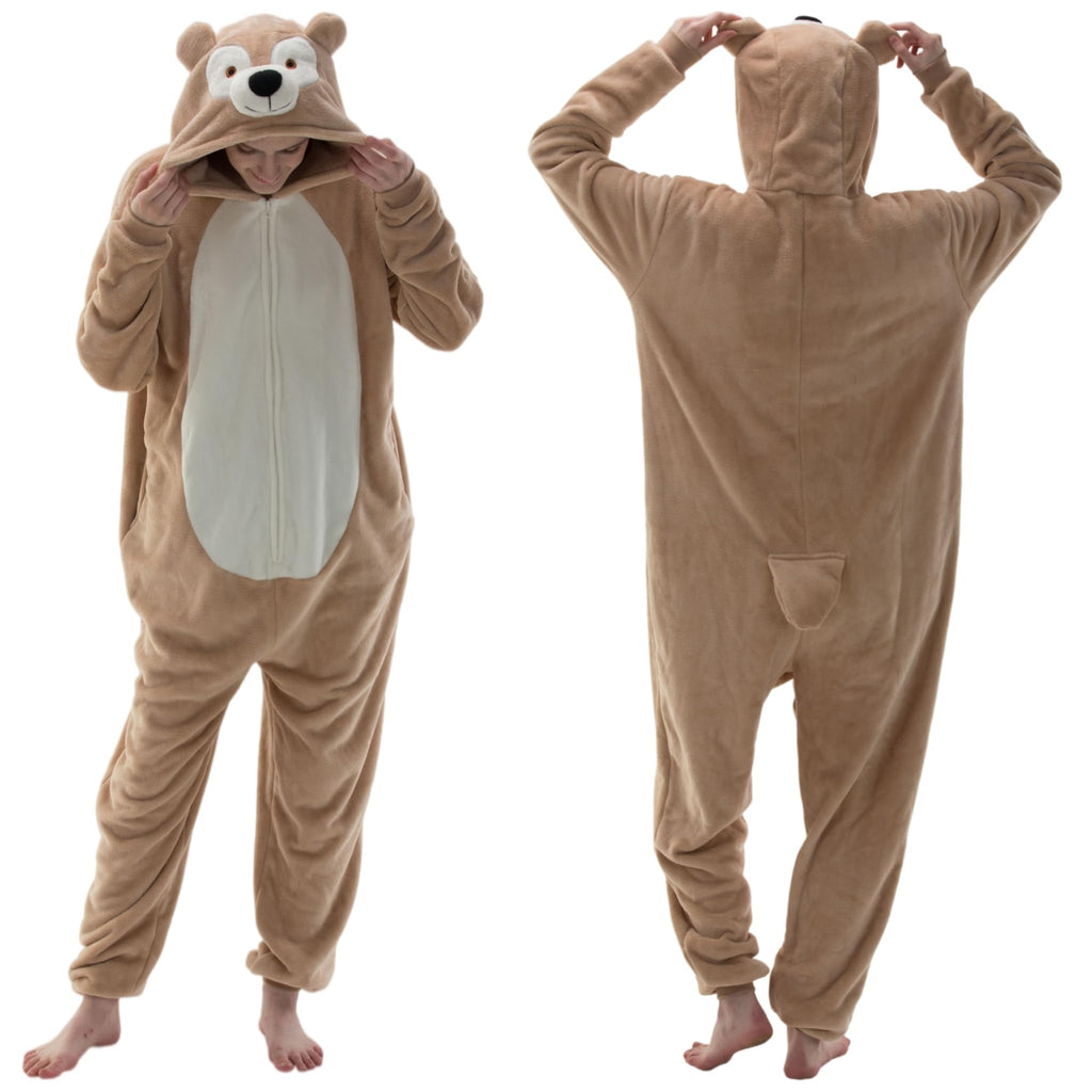 Snug Fit Unisex Adult Onesie Pajamas, Flannel Cosplay Animal One Piece Halloween Costume Sleepwear Homewear
