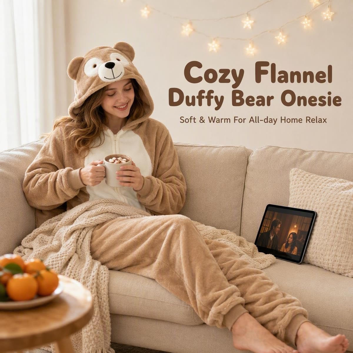 Snug Fit Unisex Adult Onesie Pajamas, Flannel Cosplay Animal One Piece Halloween Costume Sleepwear Homewear