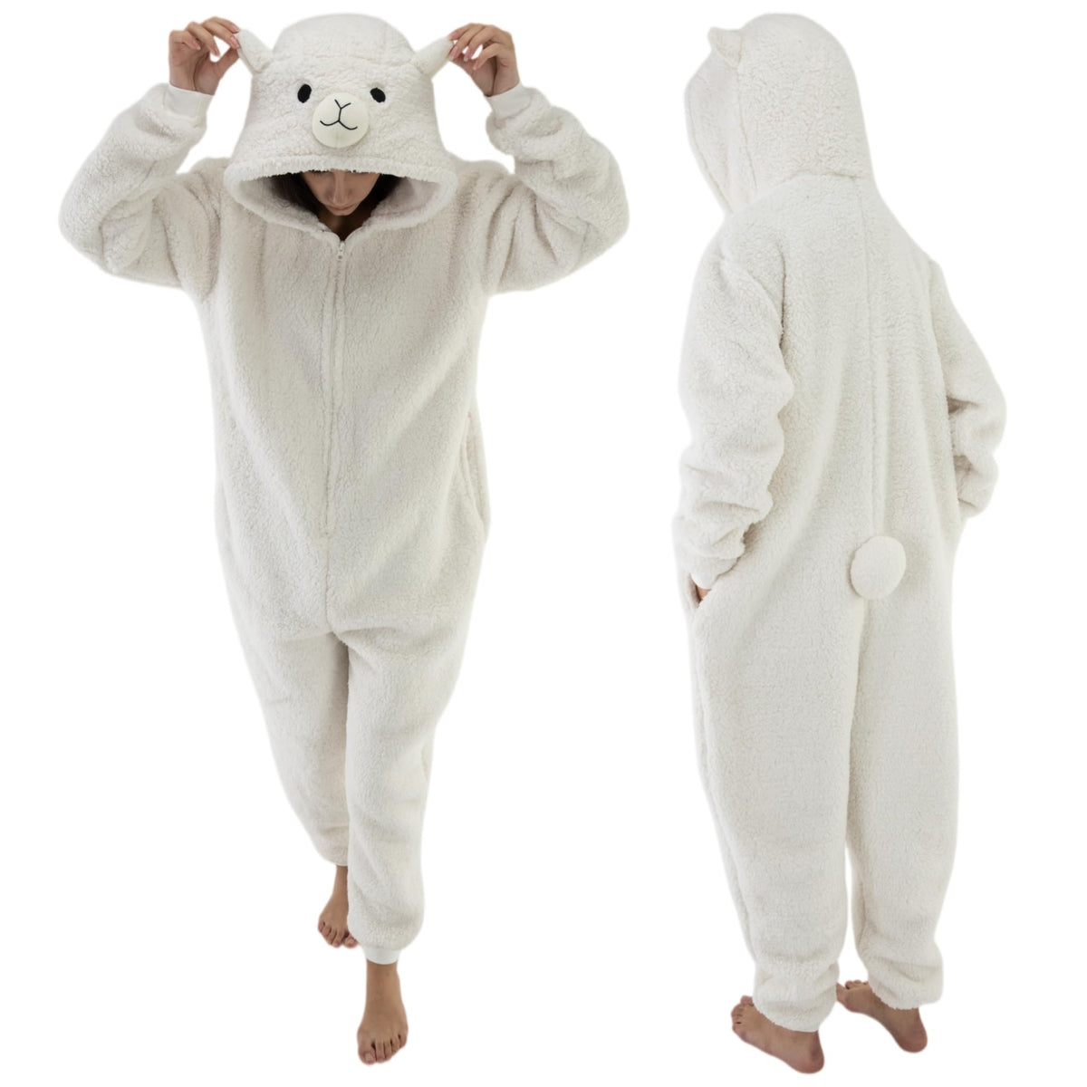 Snug Fit Unisex Adult Onesie Pajamas, Flannel Cosplay Animal One Piece Halloween Costume Sleepwear Homewear