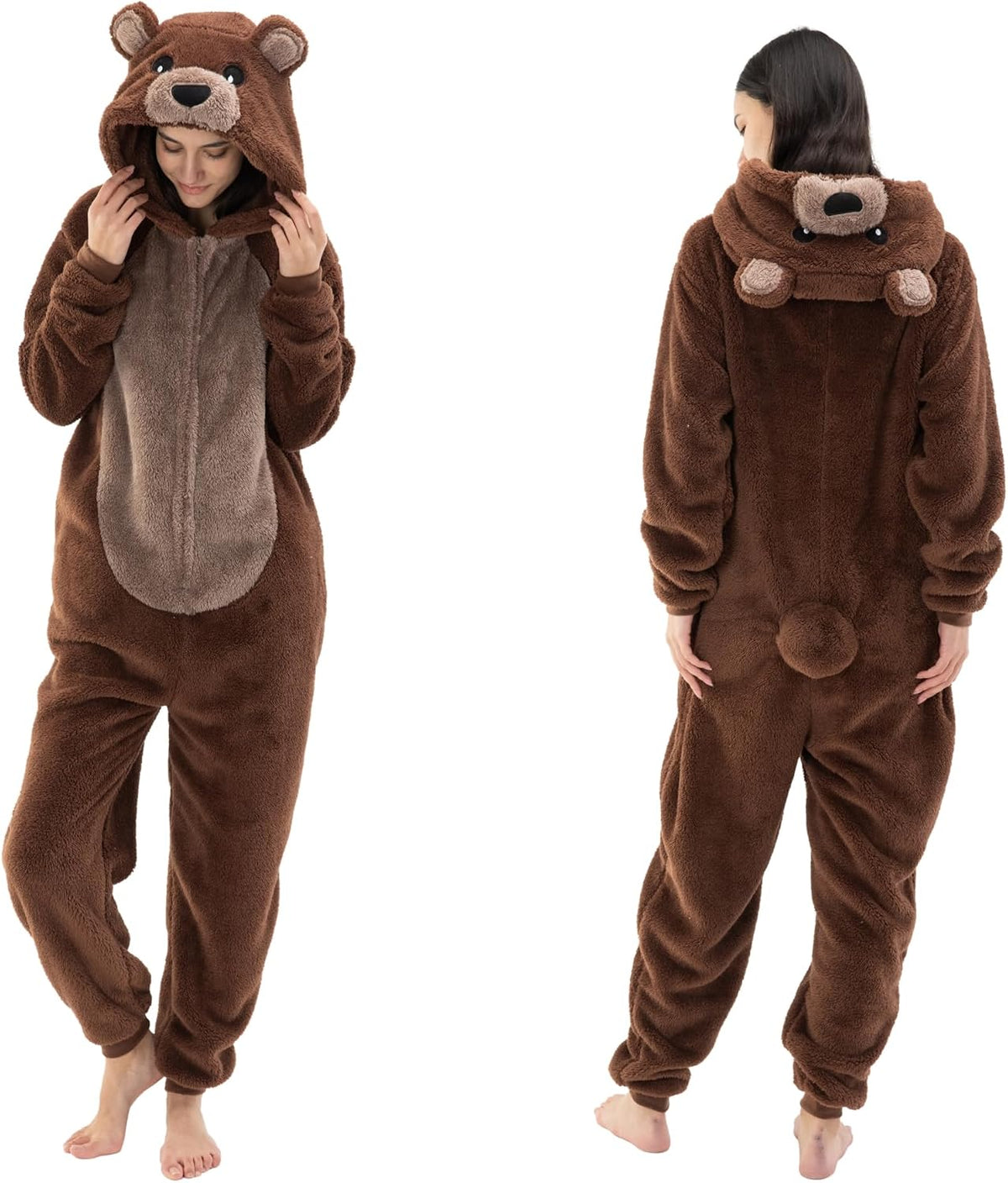Snug Fit Unisex Adult Onesie Pajamas, Flannel Cosplay Animal One Piece Halloween Costume Sleepwear Homewear