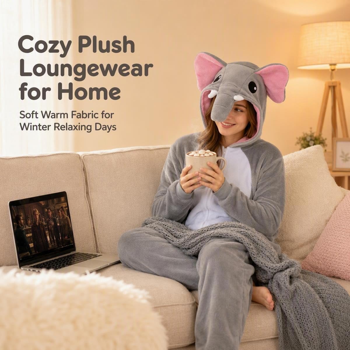 Snug Fit Unisex Adult Onesie Pajamas, Flannel Cosplay Animal One Piece Halloween Costume Sleepwear Homewear