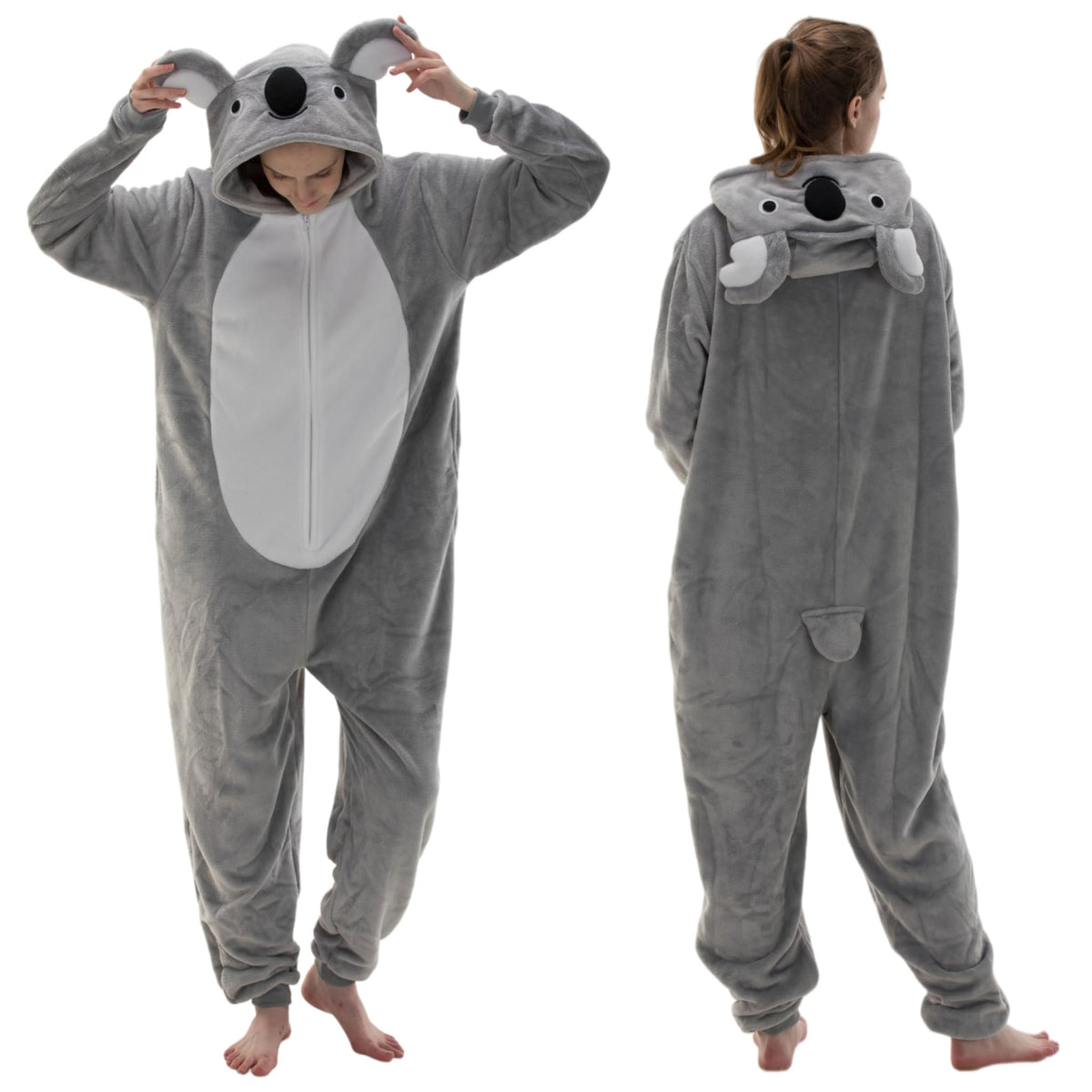 Snug Fit Unisex Adult Onesie Pajamas, Flannel Cosplay Animal One Piece Halloween Costume Sleepwear Homewear