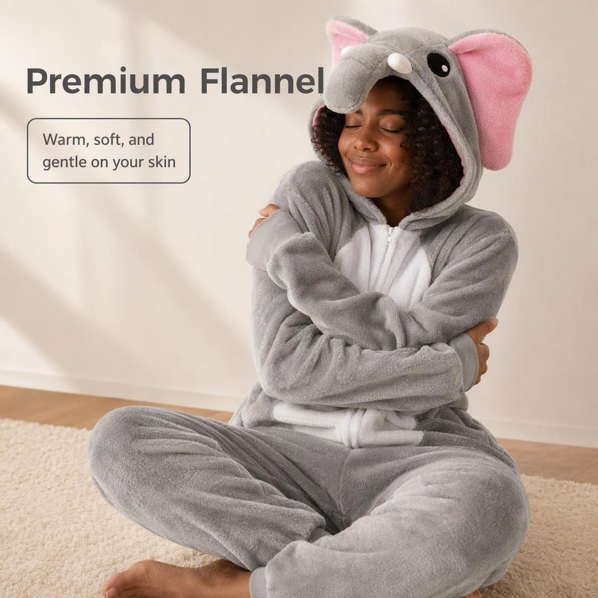 Snug Fit Unisex Adult Onesie Pajamas, Flannel Cosplay Animal One Piece Halloween Costume Sleepwear Homewear