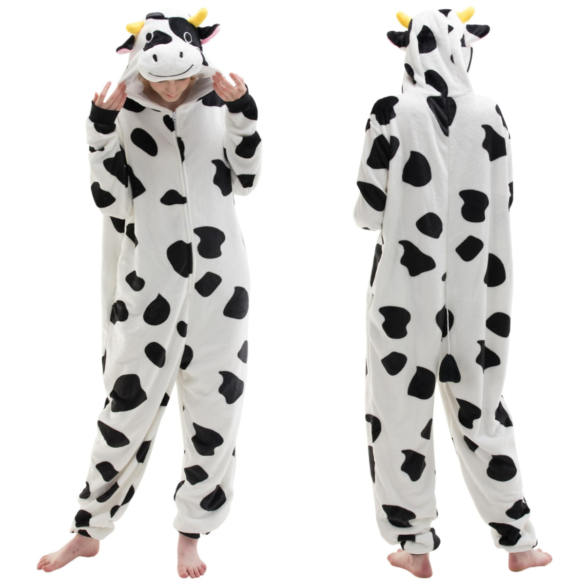 Snug Fit Unisex Adult Onesie Pajamas, Flannel Cosplay Animal One Piece Halloween Costume Sleepwear Homewear