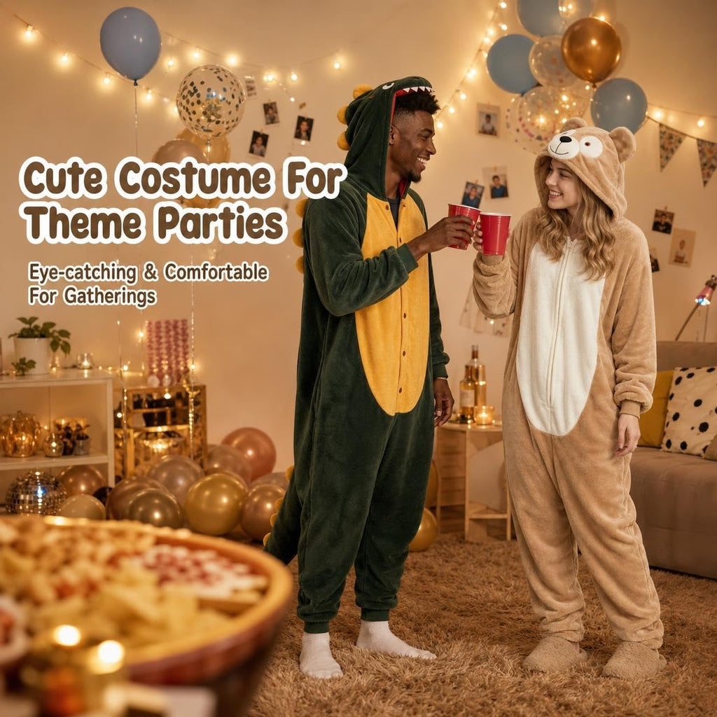 Snug Fit Unisex Adult Onesie Pajamas, Flannel Cosplay Animal One Piece Halloween Costume Sleepwear Homewear