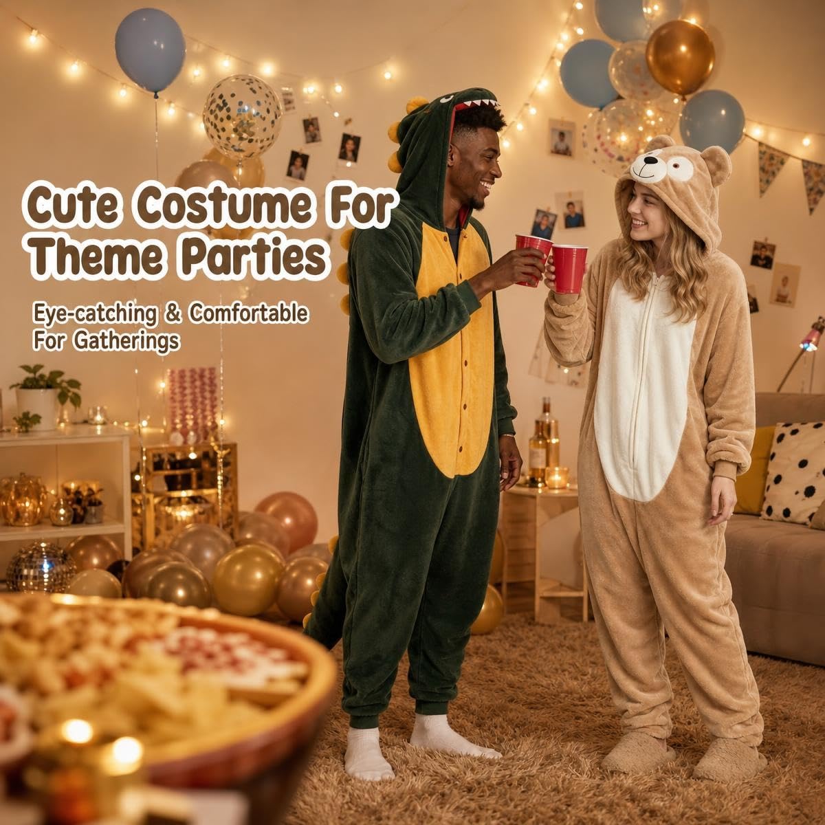 Snug Fit Unisex Adult Onesie Pajamas, Flannel Cosplay Animal One Piece Halloween Costume Sleepwear Homewear