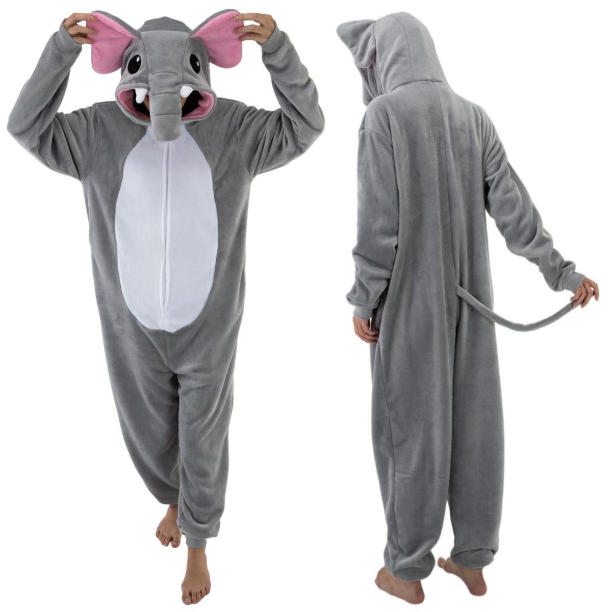 Snug Fit Unisex Adult Onesie Pajamas, Flannel Cosplay Animal One Piece Halloween Costume Sleepwear Homewear