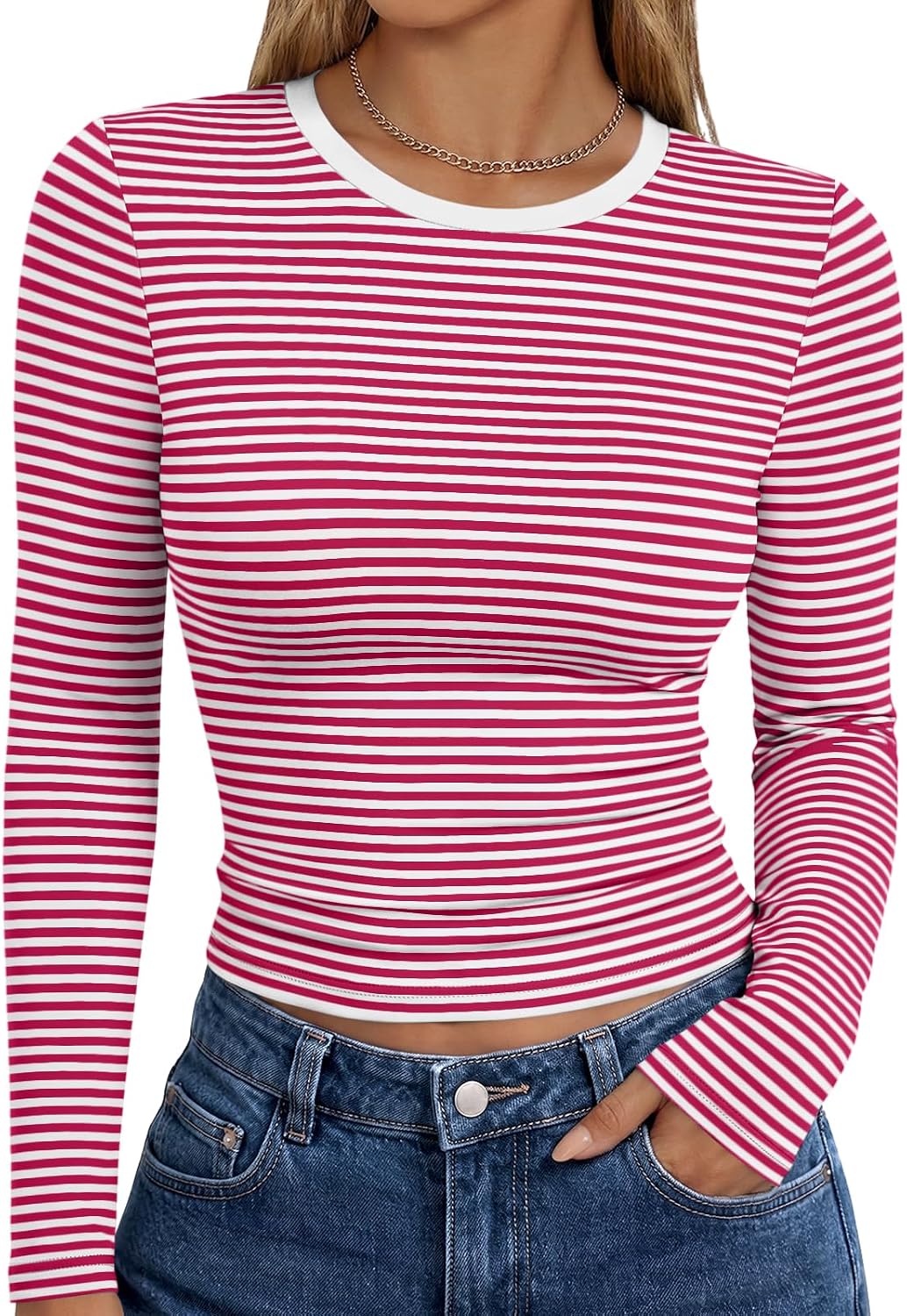 Trendy Queen Womens Long Sleeve T Shirts Fall Fashion Basic Y2K Tops 2026