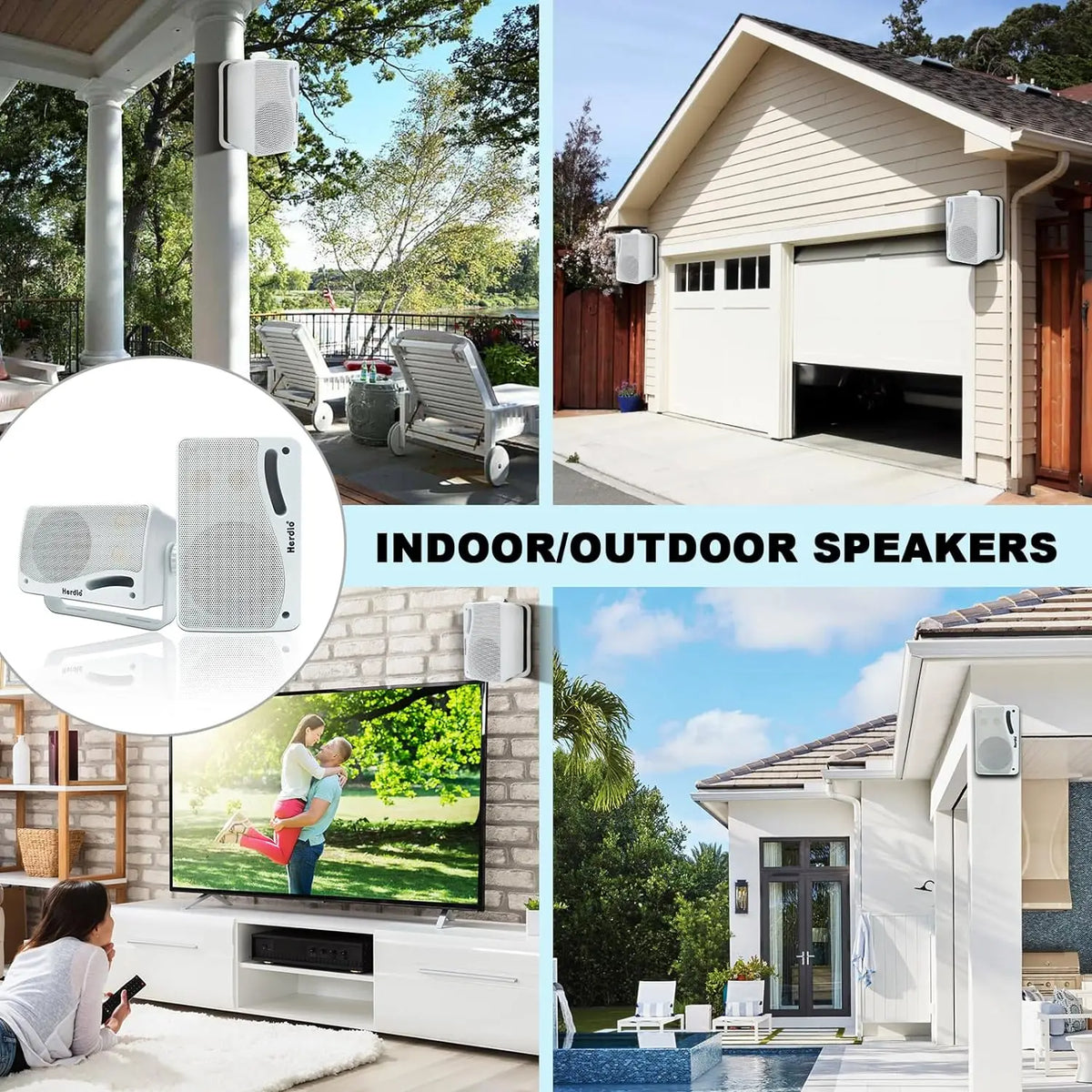 200W Passive Outdoor Speakers Waterproof Marine (White)