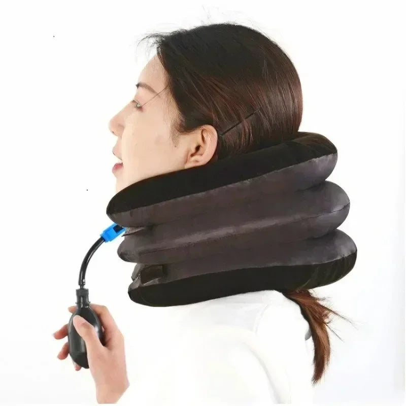 Inflatable Neck Stretcher Air Cervical Traction Device Brown