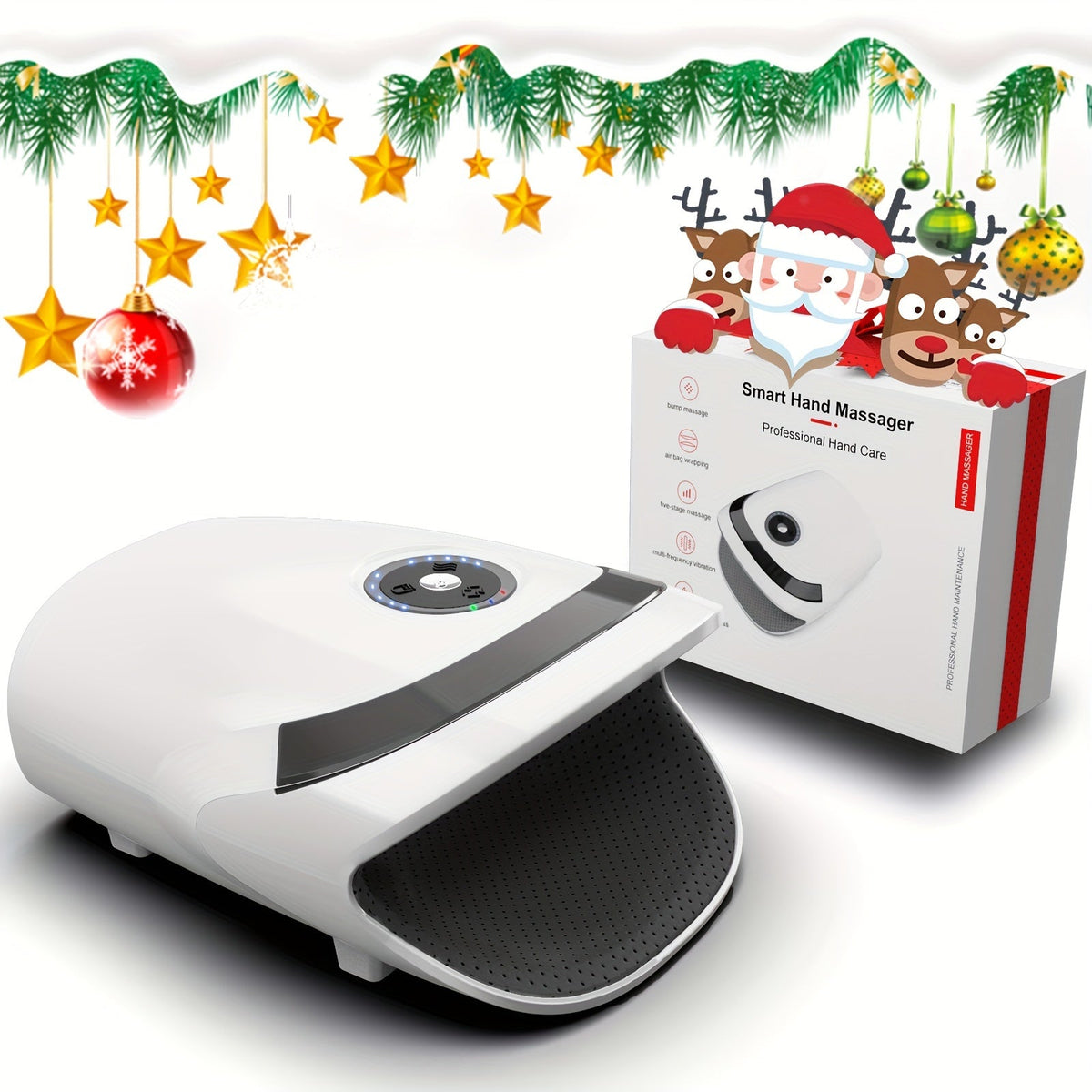 Cordless Hand Massager with Compression & Heat(White)