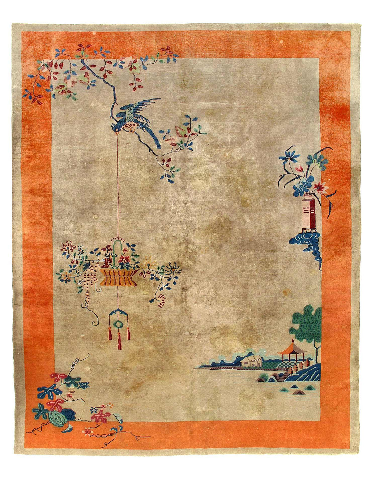 Canvello Chinese Antique Art Deco Rug - 9'X 11'4''
